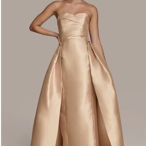 Donna Karan Strapless Satin Gown in Gold